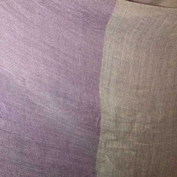 Light Sheer Purple Lavender White Raw Fringed Hem Long Scarf Wrap - Picture 5 of 13